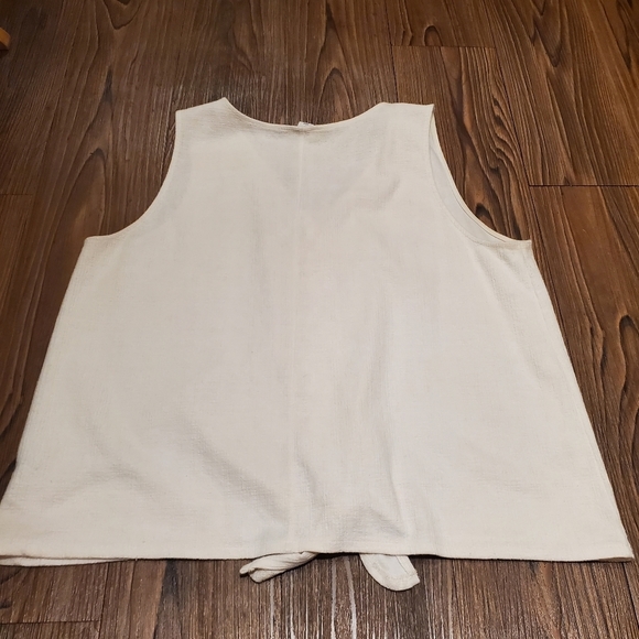 Old Navy Ivory Tank Top Faux Button Sleeveless Tie Boho Cotton Blend Neutral XL - Picture 3 of 8